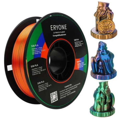 ERYONE Silk Tri-Color PLA, Orange & Blue & Green