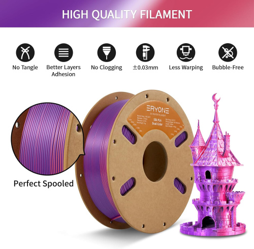 ERYONE Silk Dual-Color PLA, Orange Red & Purple